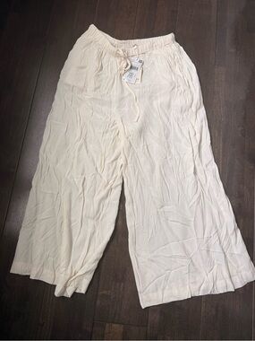 Mango Cream Elastic-Waist Viscose Pants